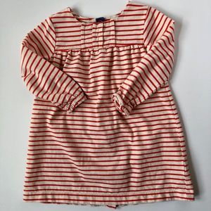 Baby Boden Coral/Cream Stripe Dress 12-18 month